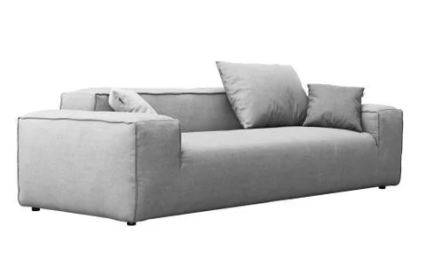 Modern gray fabric sofa with pillows. 3d render Stock Illustration