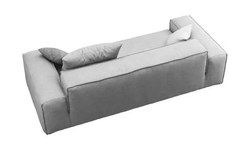 Modern gray fabric sofa with pillows. 3d render Stock Illustration