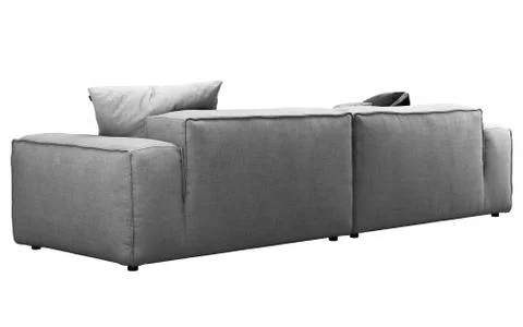 Modern gray fabric sofa with pillows. 3d render Stock Illustration