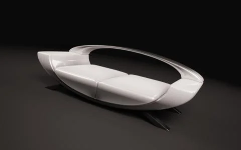 Modern gray leather sofa over the black 3d Stock Illustration