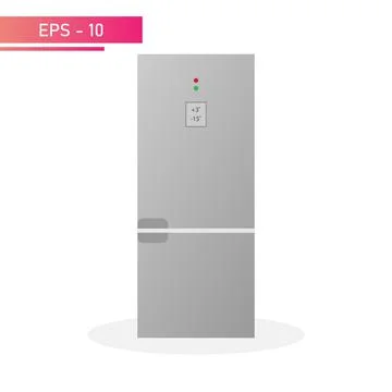 Modern gray refrigerator with display, display and two cameras. Realistic design Stock Illustration