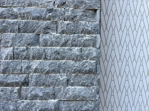 Modern Gray Stone Wall Texture with Geometric Pattern Background Stock Photos