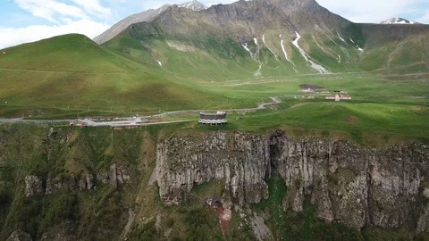Modern gray viewing platform on rocky precipice edge Stock Footage 106656105