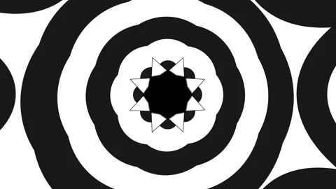 Modern Grayscale Kaleidoscope Background with Abstract Geometric 3D Shapes Stock Footage 340017488