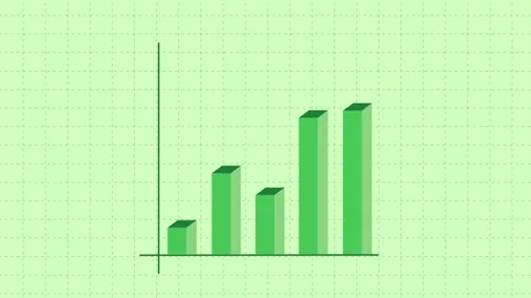 Modern Green 3D Graph Animation up and down 4k on green surface. Stock Footage 289494945