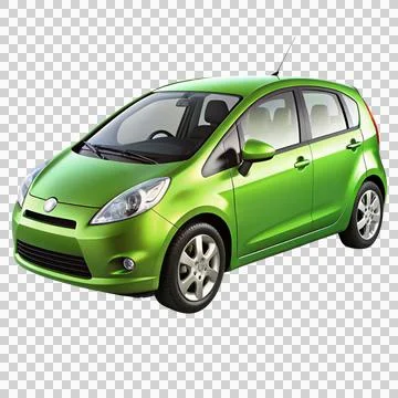 Modern green car with reflection. Stock Photos