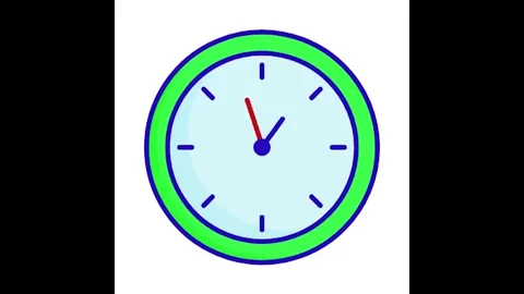 Modern green clock with blue hands ticking Stock Footage 324865599