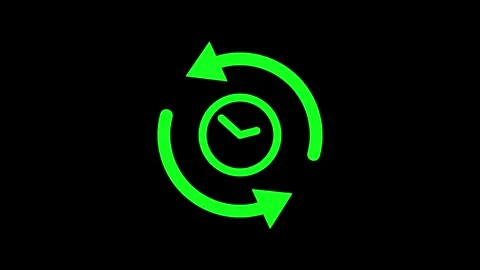 Modern Green Clock Icon Against Blue Background Stock Footage 331897985