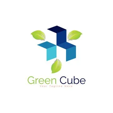 Modern Green Cube Leaf colour logo template design Stock Illustration