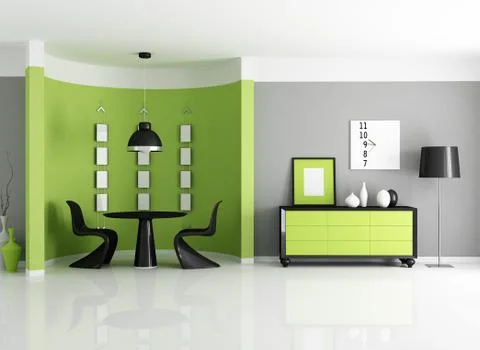 Modern green dining room Stock Illustration