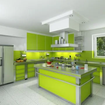 Modern green kitchen Stock Illustration