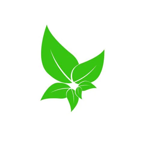 Modern green leaf icon template style, Green nature leaves design, logo, sym Stock Illustration