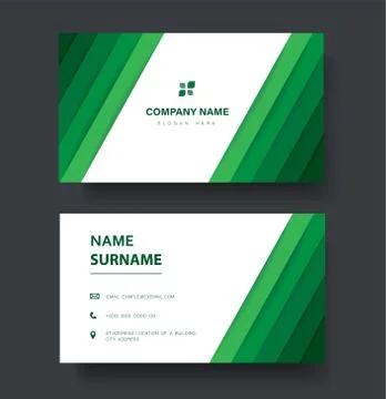 Modern green lines double sided business card template Illustrazione stock