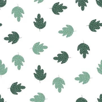 Modern green oak seamless pattern isolated on white background. Stock Illustration