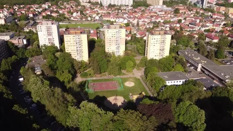 Modern green park with playgrounds in th... | Stock Video | Pond5