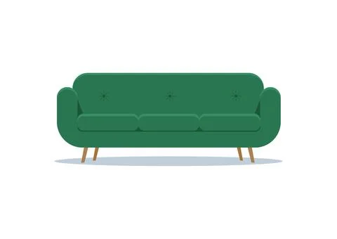 Modern green sofa in flat style vector Stock Illustration