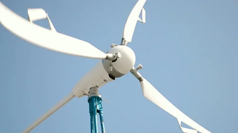 Modern green technology, propeller rotated under strong wind on blue sky. 스톡 동영상 57642446