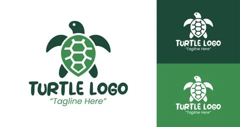 Modern Green Turtle Logo with Smooth Flat Design Stock Illustration