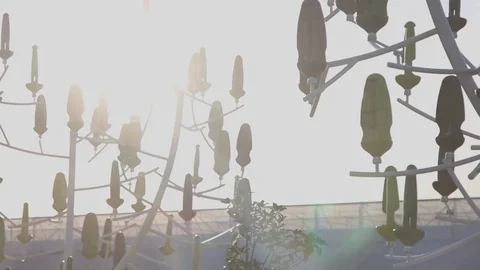 Modern Green Windmill Stock Footage 76457630