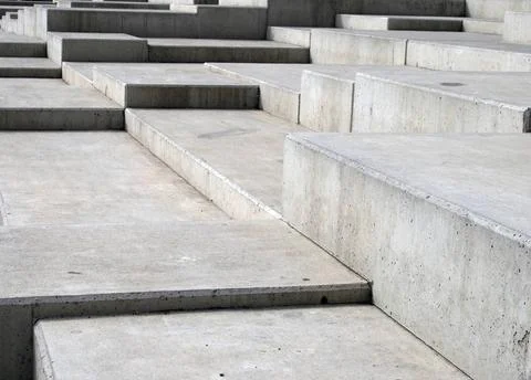  modern grey concrete angular steps in geometric angular shapes on multipl... Stock Photos