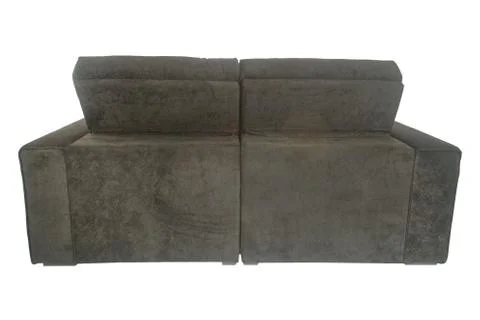 Modern grey graphite suede couch sofa  isolated Stock Photos