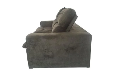 Modern grey graphite suede couch sofa  isolated Stock Photos