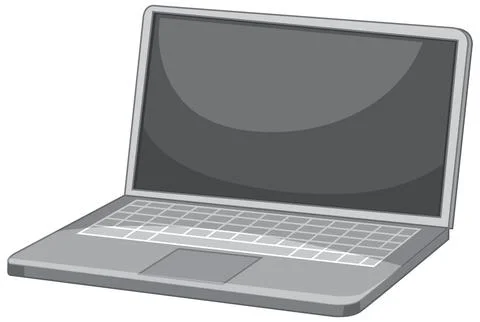 Modern Grey Laptop Computer Vector Illustration on White Background Stock Illustration
