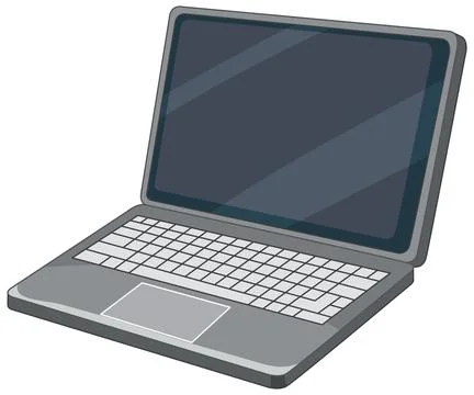 Modern Grey Laptop Computer Vector Illustration on White Background Stock Illustration