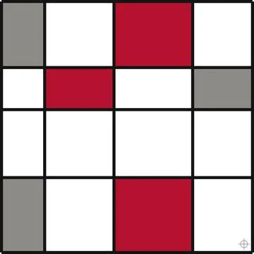Modern grid pattern composition with red and gray square blocks on clean wh.. Stock Illustration