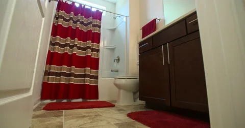 Modern Guest Bathroom Move Left Reveal Stock Footage 64816429