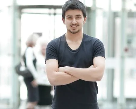 Modern guy in the background of the city Stock Photos