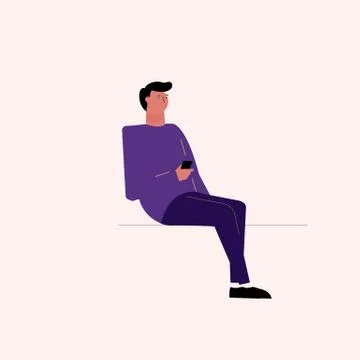 Modern guy sits looking away Stock Illustration