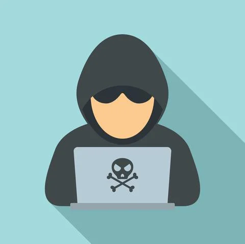 Modern hacker icon, flat style Stock-Illustration