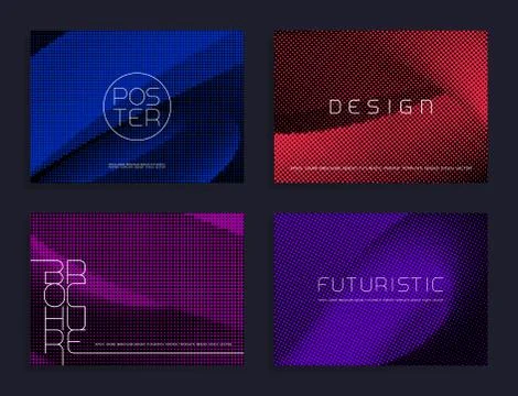 Modern halftone poster templates. Abstract vector backgrounds. Stock Illustration