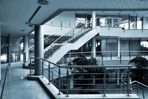 Modern hall inside office centre Stock Photos