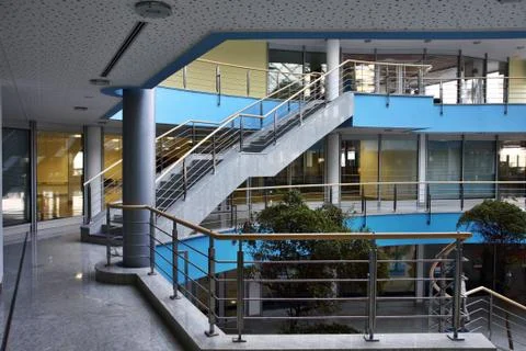 Modern hall inside office centre Stock Photos