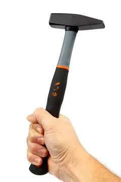 Modern hammer in hand. Stock Photos