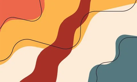 Modern hand drawn abstract background with waves and colorful shapes イラスト素材