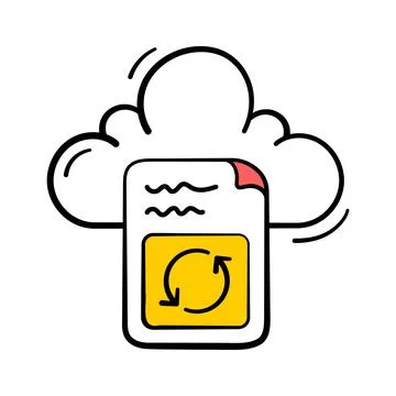A modern hand drawn icon representing cloud sync refresh Illustrazione stock