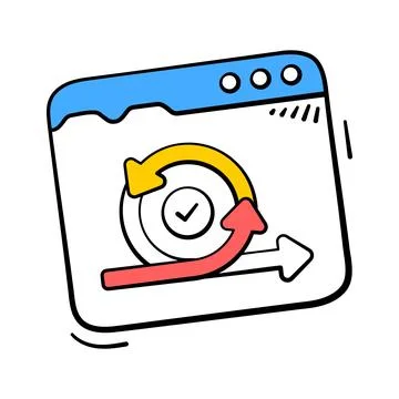 A modern hand drawn icon representing workflow automation refresh. Illustrazione stock