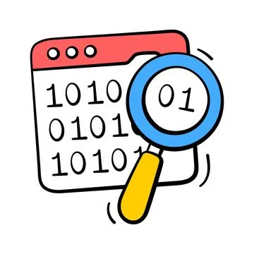 A modern hand drawn icon representing data analysis search. Illustrazione stock