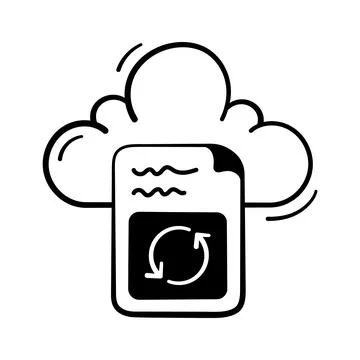 A modern hand drawn icon representing cloud sync refresh Illustrazione stock
