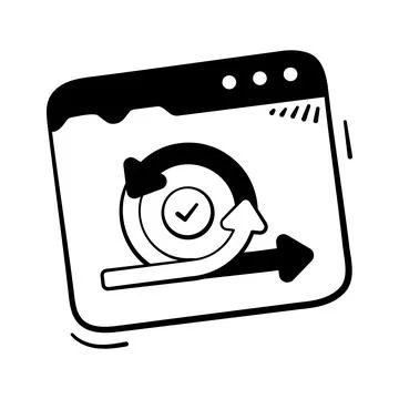 A modern hand drawn icon representing workflow automation refresh. Stock Illustration