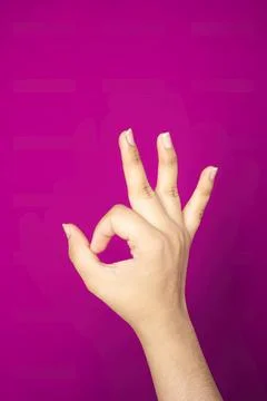 Modern Hand Pose Concept for Digital Advertisements Foto stock