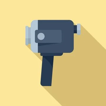 Modern handle camcorder icon flat . Movie camera Illustration