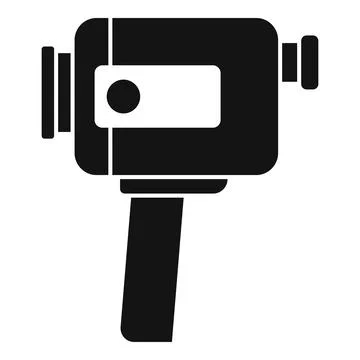 Modern handle camcorder icon simple . Movie camera Illustration