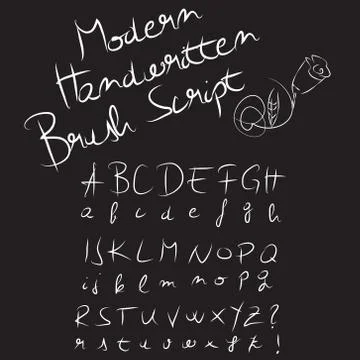 Modern Handwritten Brush Script. Vector abstract alphabet. Illustrazione stock