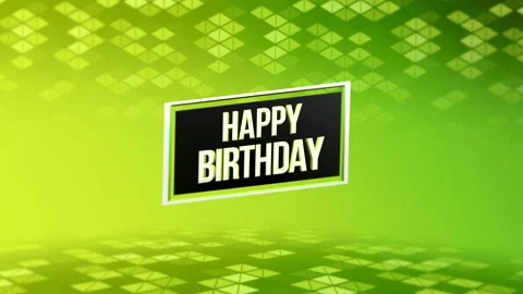 Modern Happy Birthday with triangles pattern on green gradient Stock Footage 252030218