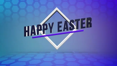 Modern Happy Easter with hexagons pattern on blue gradient Stock Footage 233409054