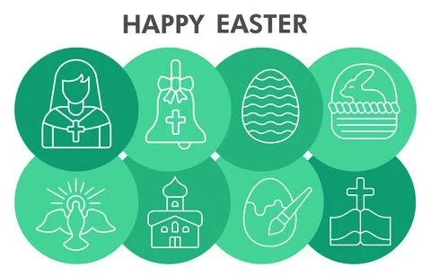 Modern Happy Easter Infographic design template with icons. Easter holidays イラスト素材